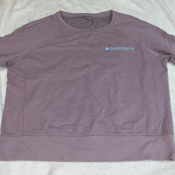 Pure barre cropped sweat shirt lavender mauve with aqua logo small hard to find - Picture 5 of 7
